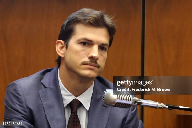 Ashton Kutcher testifies during the trial of alleged serial killer Michael Gargiulo, known as the “Hollywood Ripper,” at the Clara Shortridge Foltz...