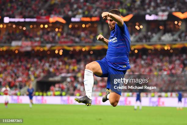 Eden Hazard of Chelsea celebrates after scoring his team's fourth goal during the UEFA Europa League Final between Chelsea and Arsenal at Baku...