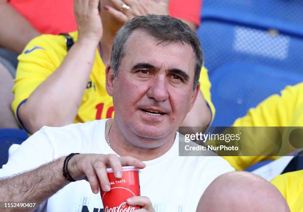 George Hagi, former Romania player and father of current number 10 Ianis, in the stands during the UEFA Under 21 Championship semi-final Germany v...