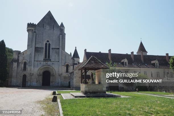 This picture taken on June 28, 2019 shows the Notre Dame Abbey of Fontgombault, central France, where French citizen Jean-Claude Romand arrived from...