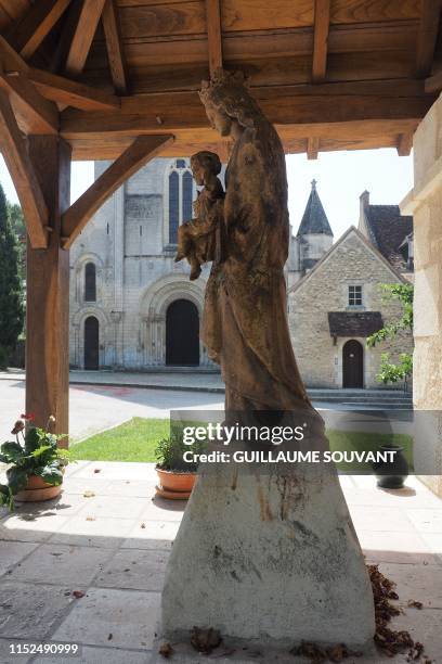 This picture taken on June 28, 2019 shows Notre Dame Abbey of Fontgombault, central France, where French citizen Jean-Claude Romand arrived from the...