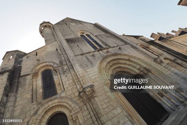 This picture taken on June 28, 2019 shows Notre Dame Abbey of Fontgombault, central France, where French citizen Jean-Claude Romand arrived from the...