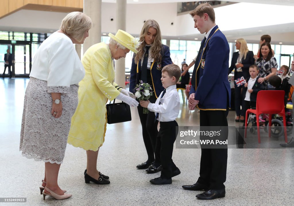 The Queen Visits Greenfaulds High School In Glasgow