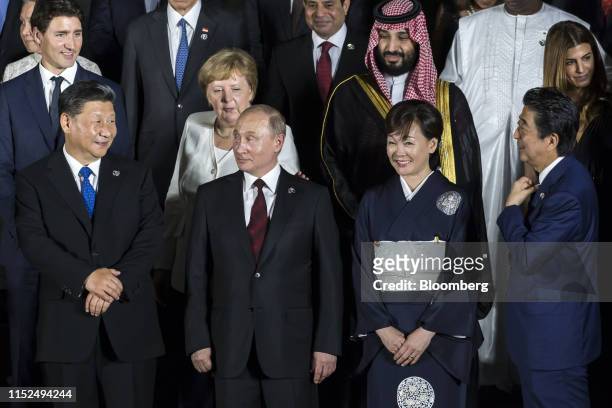 From left to right, Justin Trudeau, Canada's prime minister, Xi Jinping, China's president, Angela Merkel, Germany's chancellor, Vladimir Putin,...