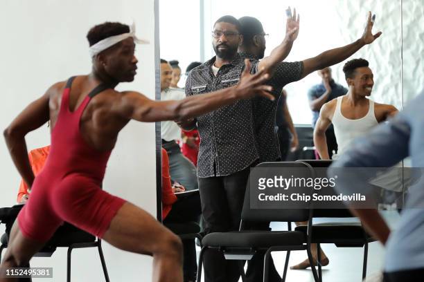 Collage Dance Collective Artistic Director Kevin Thomas leads a rehearsal of the piece 'Dougla' in Studio K at the nearly finished REACH, an...