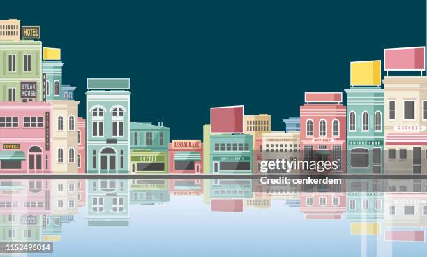 city reflection - city landscape stock illustrations