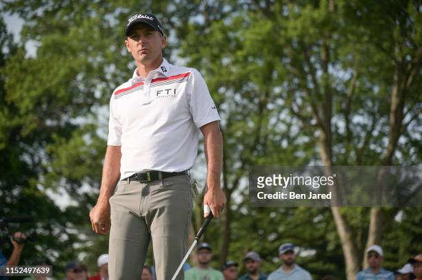 Charles Howell III stands on the fourteenth tee during the first round of the Rocket Mortgage Classic at Detroit Golf Club on June 27, 2019 in...