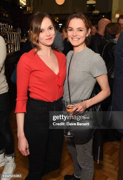 Hannah Tointon and Kara Tointon attend the press night after party for "The Starry Messenger" at Browns on May 29, 2019 in London, England.