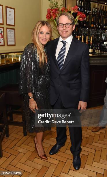 Sarah Jessica Parker and Matthew Broderick attend the press night after party for "The Starry Messenger" at Browns on May 29, 2019 in London, England.