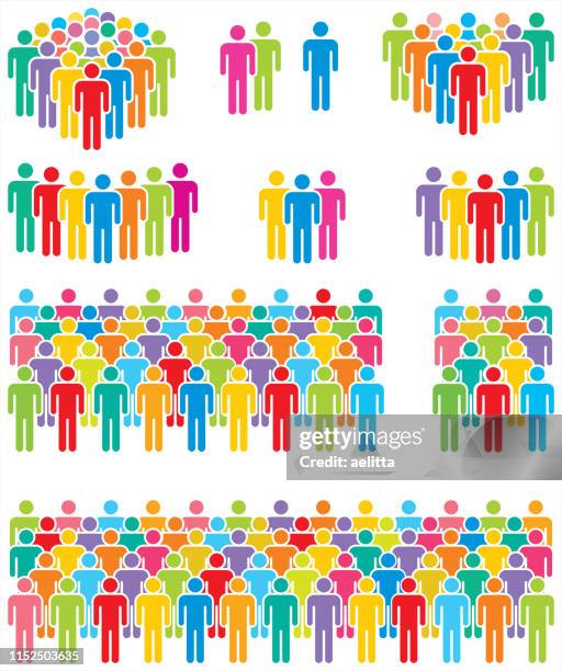 bunte menschen ikonen. - große personengruppe stock-grafiken, -clipart, -cartoons und -symbole