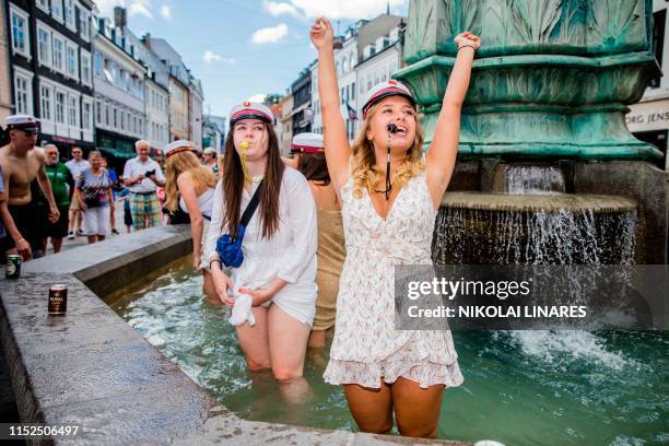 Danish students celebrate their graduation from high school in Copenhagen, Denmark on June 28, 2019. / Denmark OUT