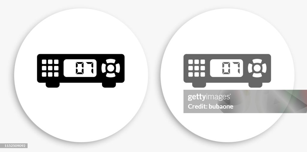 Cable Box Black and White Round Icon