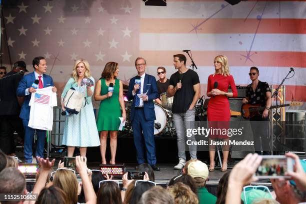 Pete Hegseth, Steve Doocy, Janice Dean, Jillian Mele and Walker Hayes on "FOX & Friends" All-American Summer Concert Series on June 28, 2019 in New...