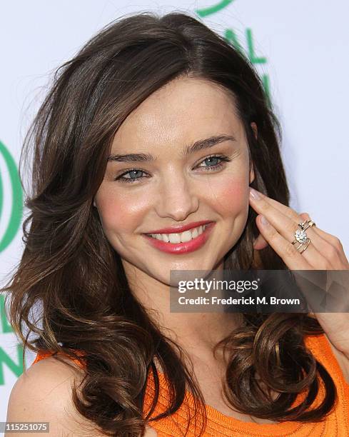 Model Miranda Kerr attends Global Green USA's 15th Annual Millennium Awards at the Fairmont Miramar Hotel and Bungalows on June 4, 2011 in Santa...