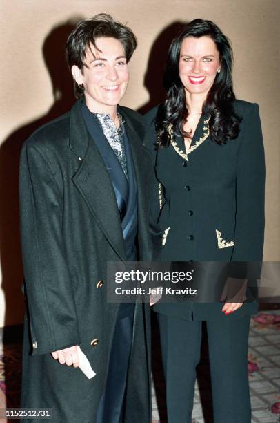 K.d. Lang and Barbara Orbison at The 1993 Rock And Roll Hall of Fame at The Century Plaza on January 12th, 1993 in Los Angeles, CA.