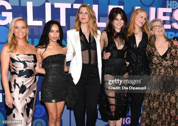 Reese Witherspoon, Zoe Kravitz, Laura Dern, Shailene Woodley, Nicole Kidman and Meryl Streep attend the "Big Little Lies" Season 2 Premiere at Jazz...