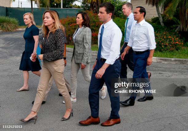 Democratic presidential hopefuls Kirsten Gillibrand , Kamala Harris , John Hickenlooper , Julian Castro and Pete Buttigieg , along with Florida...