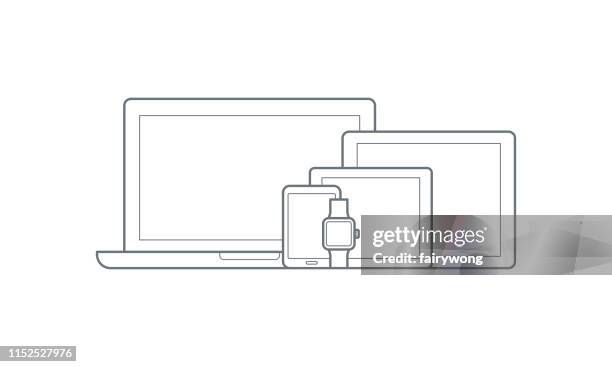 digital devices icon - multiple electronic devices stock illustrations