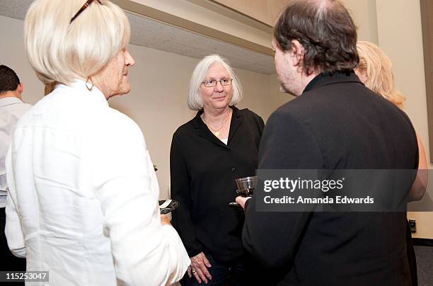 Film Chair Barbara Boyle, UCLA School of Theater, Film and Television Dean Teri Schwartz and animation director Chuck Sheetz attend a reception at...