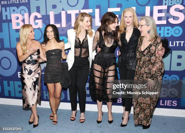 Reese Witherspoon, Zoe Kravitz, Laura Dern, Shailene Woodley, Nicole Kidman and Meryl Streep attend the "Big Little Lies" Season 2 Premiere at Jazz...