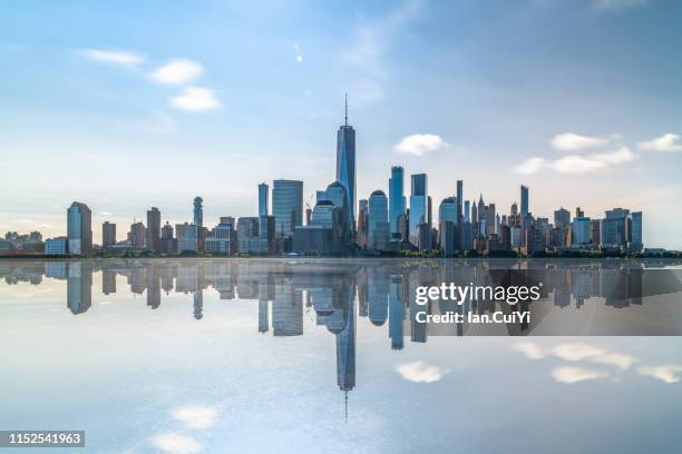 lower manhattan skyline, new york skyline, view from new jersey, manhattan, new york state, usa (day) - new jersey skyline stock pictures, royalty-free photos & images