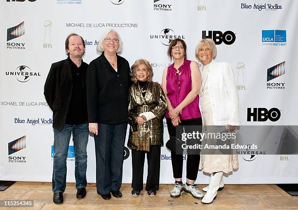 Animation director Chuck Sheetz, UCLA School of Theater, Film and Television Dean Teri Schwartz, voice actress June Foray, UCLA Area Head of...