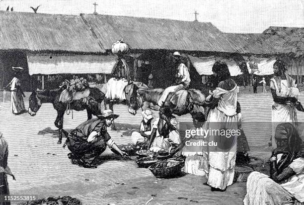 street market in africa - souk shopping stock illustrations