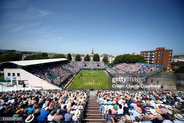 General view of the action between Kiki Bertens of Holland and Karolina Pliskova and Czech Republic during their womens singles semi final match...