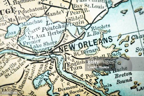 Antique Usa Map Closeup Detail New Orleans Louisiana High-Res Vector  Graphic - Getty Images