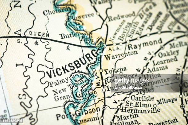 古色古香的美國地圖特寫: 維克斯堡, 密西西比州 - mississippi 幅插畫檔、美工圖案、卡通及圖標