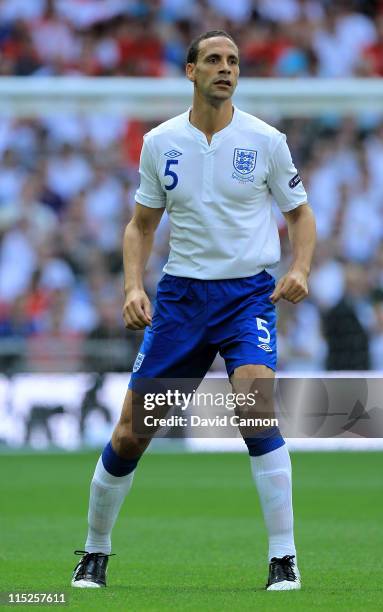 Rio Ferdinand of England in action during the UEFA EURO 2012 group G qualifying match between England and Switzerland at Wembley Stadium on June 4,...