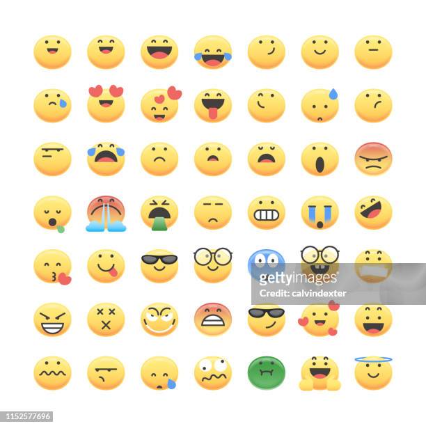 emoticons big collection cute and realistic colors - looking back stock illustrations