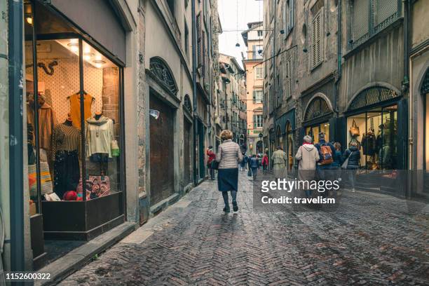 citta alta, bergamo the medieval old town landmark and tourist attractions travel attraction with many tourists sightseeing around - bergamo alta stock pictures, royalty-free photos & images