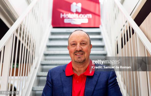 Football Manager Rafa Benitez at the Hotels.com Champions Retreat in Plaza Mayor ahead of the UEFA Champions League Final on May 30, 2019 in Madrid,...