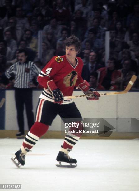 Bobby Orr of the Chicago Blackhawks skates on the ice during an NHL game circa 1978.