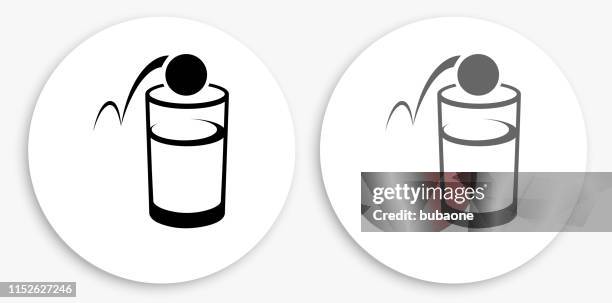 beer pong black and white round icon - beer pong stock illustrations