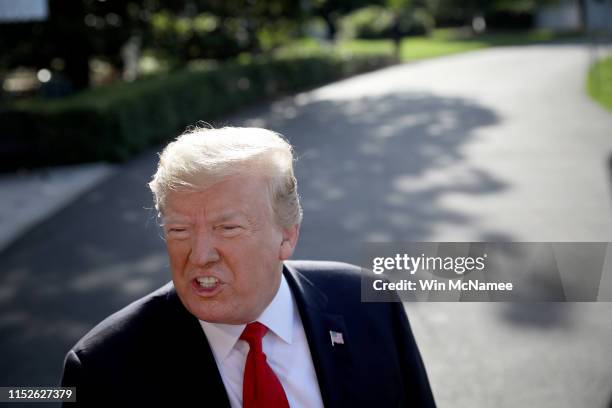 President Donald Trump answers questions on the comments of special counsel Robert Mueller while departing the White House May 30, 2019 in...