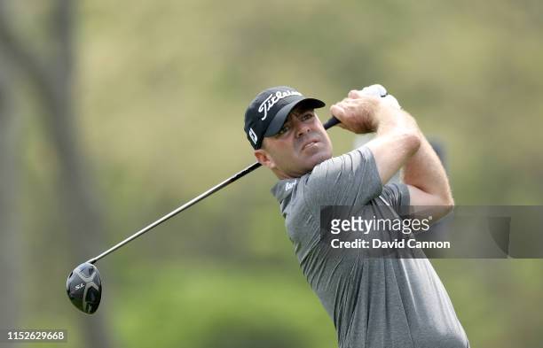 Ryan Armour of the United States hits his tee shot on the 12th hole during the second round of the 2019 PGA Championship on the Black Course at...