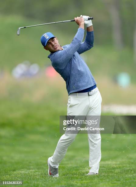 Brooks Koepka of the United States plays his second shot on the fourth hole during the second round of the 2019 PGA Championship on the Black Course...