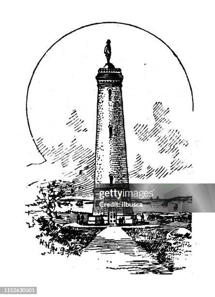 antique illustration of usa: duxbury, massachusetts - miles standish monument - duxbury massachusetts stock illustrations