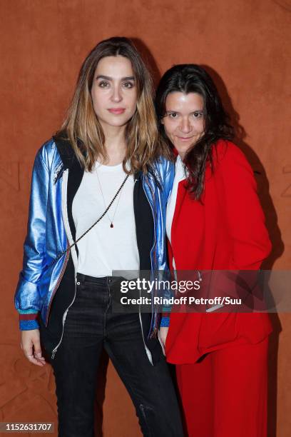 Victoria Olloqui and Hortense d'Esteve attend the 2019 French Tennis Open - Day Five at Roland Garros on May 30, 2019 in Paris, France.