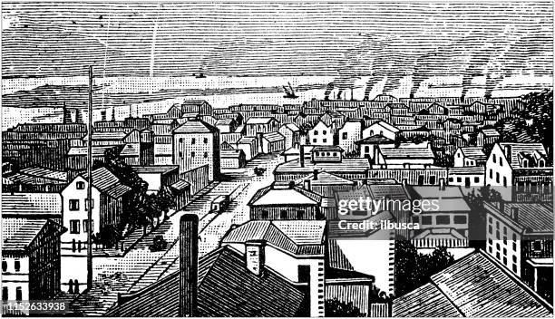 antique illustration of usa: mobile, alabama - mobile alabama stock illustrations