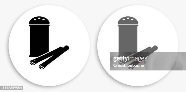 cinnamon black and white round icon - cinnamon stock illustrations