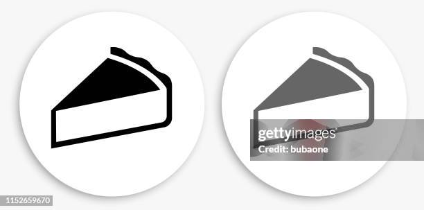 pie black and white round icon - kuchenstück stock-grafiken, -clipart, -cartoons und -symbole
