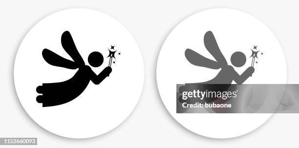 Magic Fairy Black And White Round Icon High-Res Vector Graphic