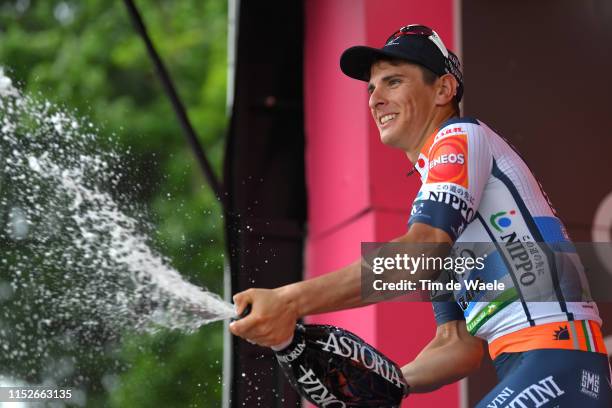 Podium / Damiano Cima of Italy and Team Nippo Vini Fantini - Faizane / Celebration / Champagne / during the 102nd Giro d'Italia 2019, Stage 18 a...
