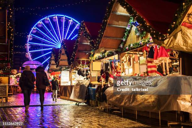 christmas market rostock, germany - rostock stock pictures, royalty-free photos & images
