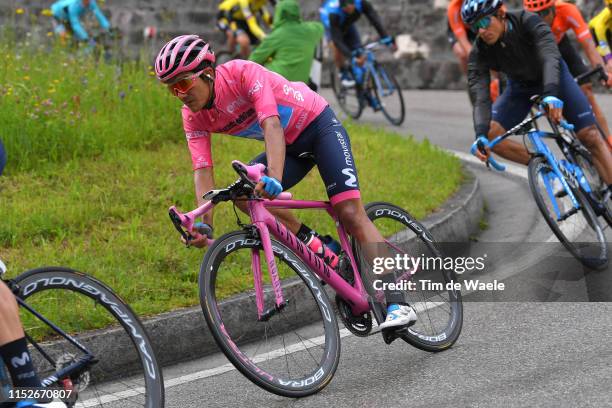 Richard Carapaz of Ecuador and Movistar Team Pink Leader Jersey / during the 102nd Giro d'Italia 2019, Stage 18 a 222km stage from Valdaora to Santa...