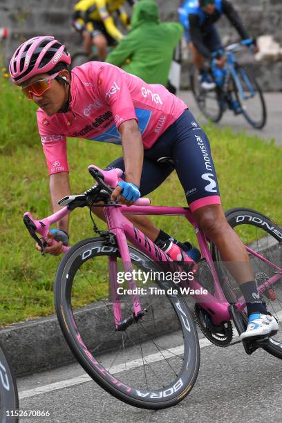 Richard Carapaz of Ecuador and Movistar Team Pink Leader Jersey / during the 102nd Giro d'Italia 2019, Stage 18 a 222km stage from Valdaora to Santa...