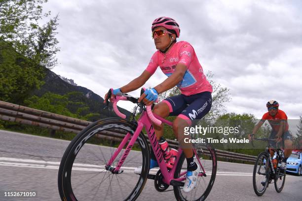 Richard Carapaz of Ecuador and Movistar Team Pink Leader Jersey / during the 102nd Giro d'Italia 2019, Stage 18 a 222km stage from Valdaora to Santa...